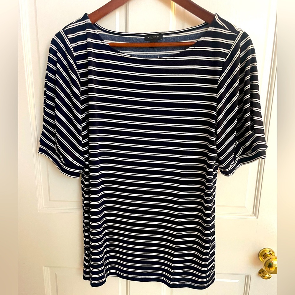 Ann Taylor Navy Striped Blouse